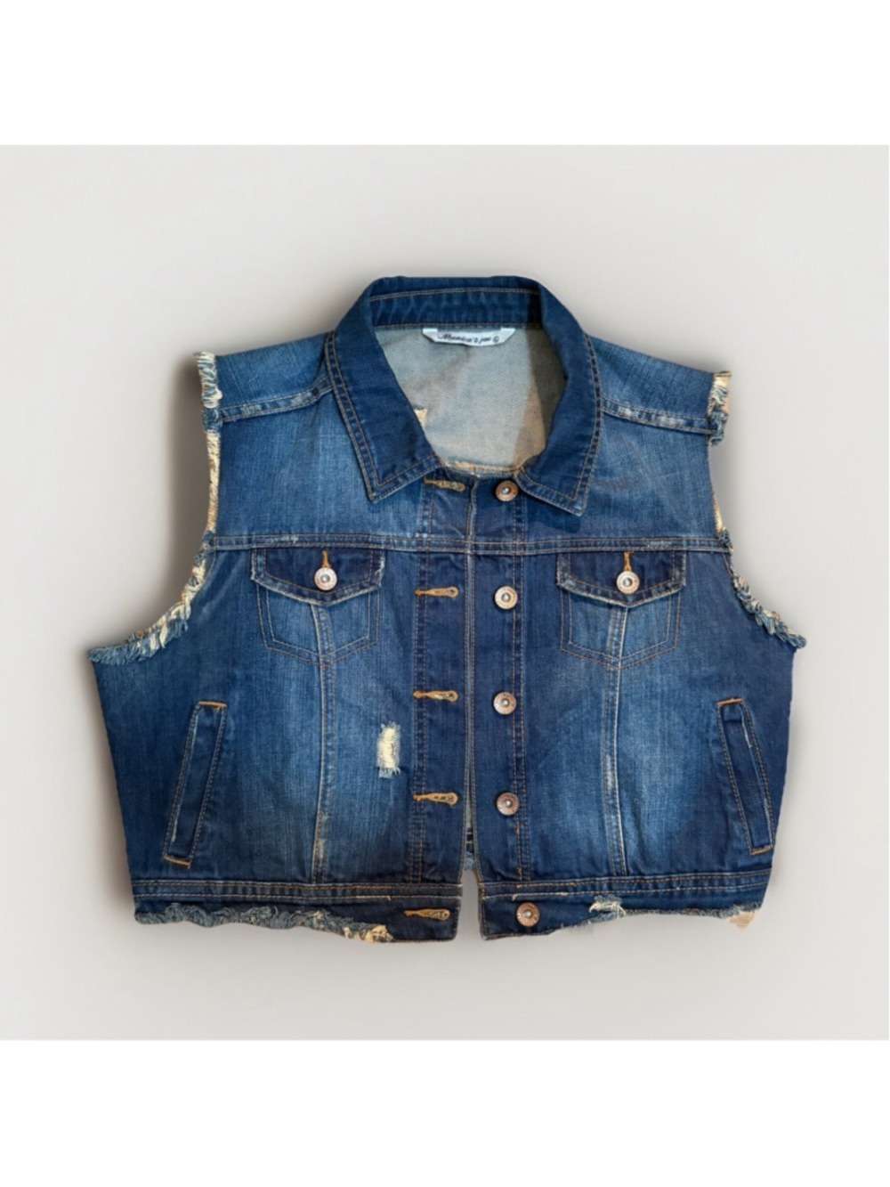 Monica’s Jeans Y2K Cropped Denim Vest - Size Medium